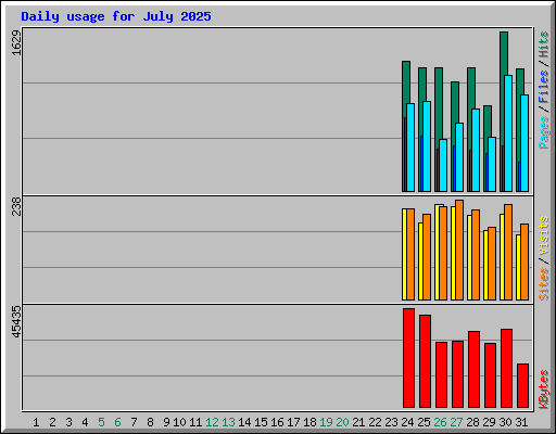Daily usage for July 2025